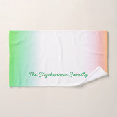 Minty Green to White Gradient mit grünem Script Badhandtuch Set (Handtuch)