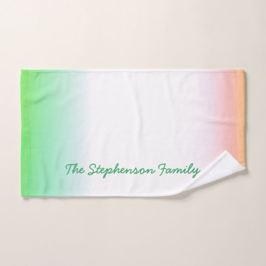 Minty Green to White Gradient mit grünem Script Badhandtuch Set (Handtuch)