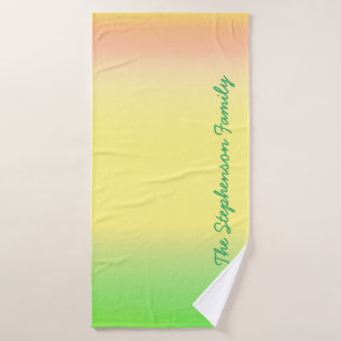 Minty Green to Yellow Gradient mit grünem Skript Badhandtuch Set