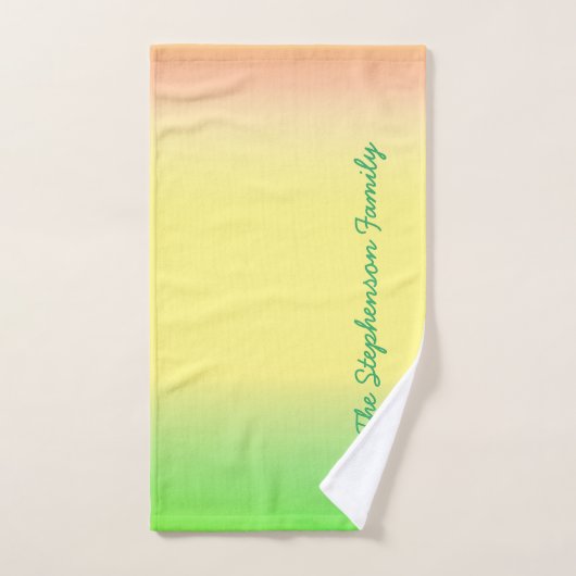 Minty Green to Yellow Gradient mit grünem Skript Badhandtuch Set (Handtuch)