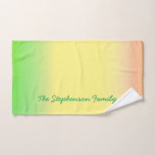 Minty Green to Yellow Gradient mit grünem Skript Badhandtuch Set (Handtuch)