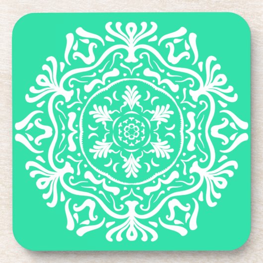Minty Mandala Getränkeuntersetzer (Vorderseite)