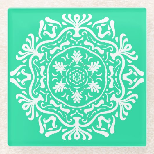 Minty Mandala Glasuntersetzer (Vorderseite)