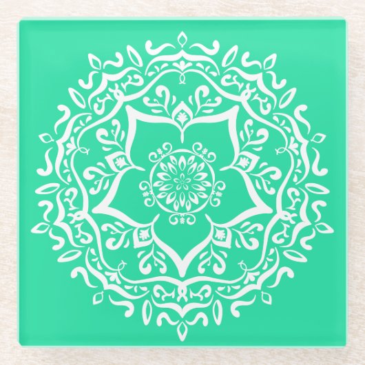 Minty Mandala Glasuntersetzer (Vorderseite)