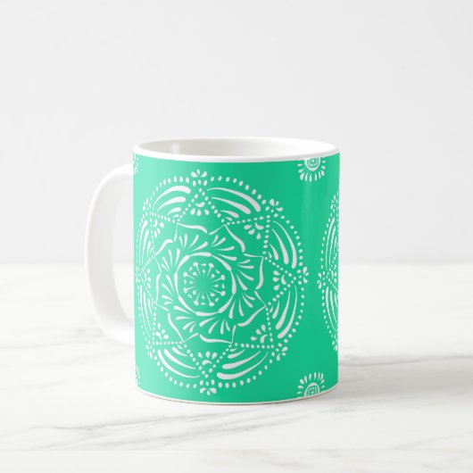 Minty Mandala Kaffeetasse (Vorderseite Links)