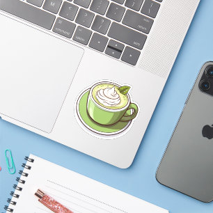 Minty Matcha Elegance im Grünen Cup Aufkleber