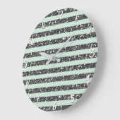 Minty Mint Green & Silver Glitter Stripes Sparkle Große Wanduhr (Winkel)