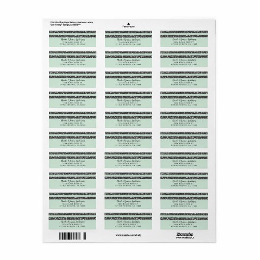 Minty Minze Green & Silver Glitzer Streifen Party (Vorne)