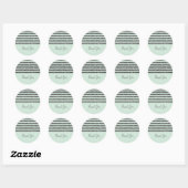 Minty Minze Green & Silver Glitzer Streifen Party Runder Aufkleber (Blatt)