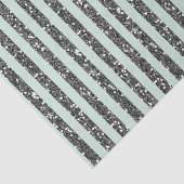 Minty Minze Green & Silver Glitzer Streifen Party Seidenpapier (Ausschnitt)
