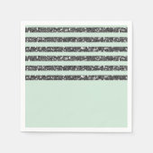 Minty Minze Green & Silver Glitzer Streifen Party Serviette (Vorderseite)
