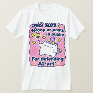 Minus 999 Aura für das Verteidigen von KI-Kunstkat T-Shirt