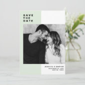 Minusfarbblock mit modernem Typografie-Foto Save The Date (Stehend Vorderseite)