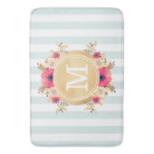 Minusstreifen Wasserfarbige Blume Imitate Gold Mon Badematte (Vorderseite Vertikal)