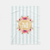 Minusstreifen Wasserfarbige Blume Imitate Gold Mon Fleecedecke (Vorderseite)