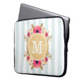 Minusstreifen Wasserfarbige Blume Imitate Gold Mon Laptopschutzhülle (Vorderseite Links)