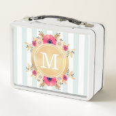 Minusstreifen Wasserfarbige Blume Imitate Gold Mon Metall Lunch Box (Rückseite)