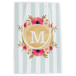 Minusstreifen Wasserfarbige Blume Imitate Gold Mon Mittlere Geschenktüte
