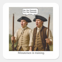 Minutemen in der Ausbildung. Quadratischer Aufkleber