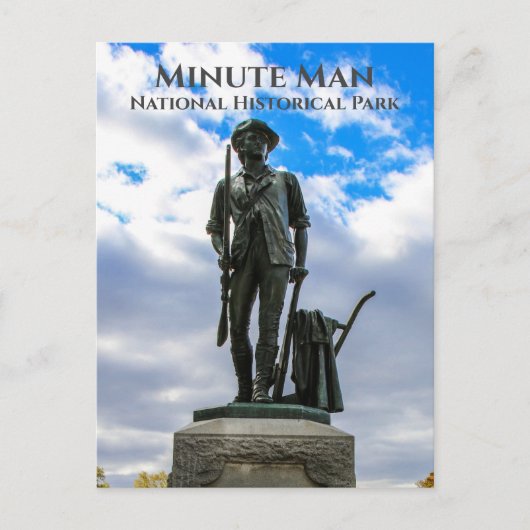 Minutenstatue, Minute Man National Hist. Park Postkarte (Vorderseite)