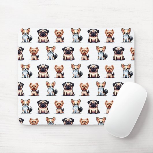 Minydogs pixelart Mousepad (Mit Mouse)