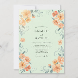 Minz-Apricot-Reben-Hochzeit Einladung