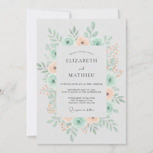 Minz-Aprikosen-Kranz-Hochzeit Einladung