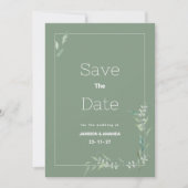 Minz-Aquarell-Botanik-Grün Save The Date Einladung (Vorderseite)