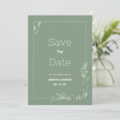 Minz-Aquarell-Botanik-Grün Save The Date Einladung (Stehend Vorderseite)