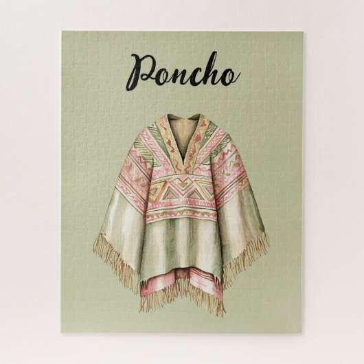 Minz Avocado Rosa Poncho Puzzle (Vertikal)