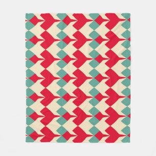 Minz blau, rote Herzen Kachelmuster. Fleecedecke