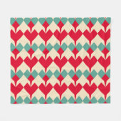 Minz blau, rote Herzen Kachelmuster. Fleecedecke (Vorderseite (Horizontal))