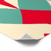 Minz blau, rote Herzen Kachelmuster. Poster (Ecke)