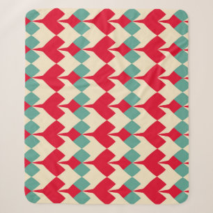 Minz blau, rote Herzen Kachelmuster. Sherpadecke