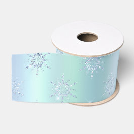 Minz Blue Christmas Snowflakes Ripsband