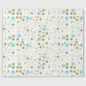 Minz Blue Yellow Chic Floral Geburtstag Geschenkpapier (Flach)