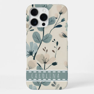 Minz-Blumen-iPhone-16-Hülle, Personalisierte Namen iPhone 16 Pro Max Hülle