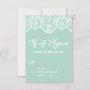 Minz Brokat-Spitze Hochzeit-RSVP-Karte RSVP Karte