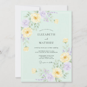 Minz-Butter-Lila-Hochzeit Einladung