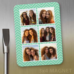 Minz-Chevron-Muster mit trendigem 6-Foto-Collage Magnet