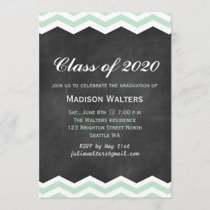 Minz-Chevrons auf Schultafel-Abschluss-Einladung Einladung