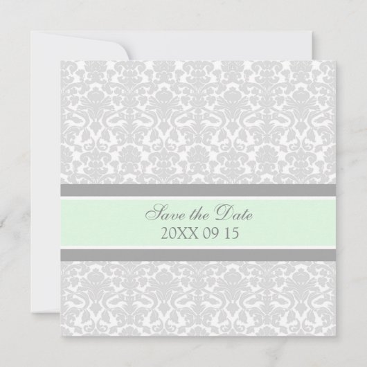 Minz Gray Wedding Save the Date Card (Rückseite)