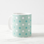 Minz-grüne blaue Punkte Kaffeetasse (Vorderseite Links)
