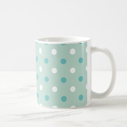 Minz-grüne blaue Punkte Kaffeetasse (Rechts)