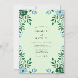 Minz-Himmel-Laub-Eukalyptus-Hochzeit Einladung