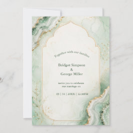 Minz-Jade-Botanical-Marmor-Hochzeit Einladung