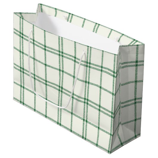 Minz-Kariert Große Geschenktüte (Vorderseite Schrägansicht)