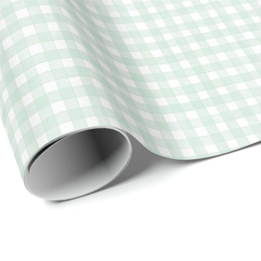 Minz-Klassiker-Gingham Geschenkpapier (Rolleneckpunkt)