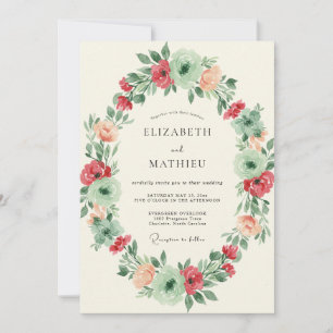 Minz-Korallen-Kranz-Hochzeit Einladung