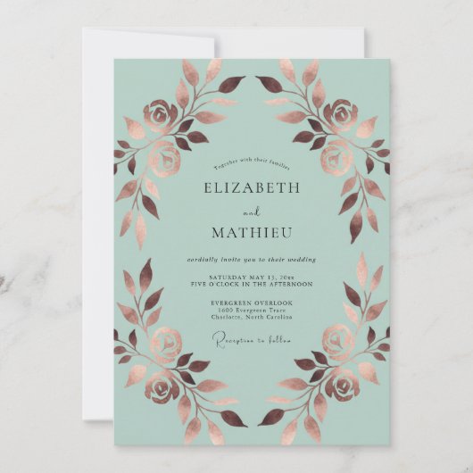 Minz-Kupfer-Blatt-Hochzeit Einladung (Vorderseite)